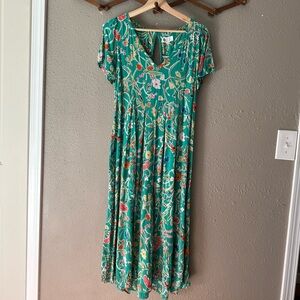 Anthropologie green floral jumpsuit - S